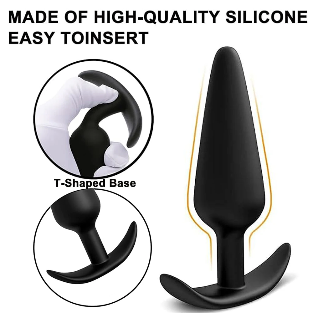 3 Sizes 100% Soft Silicone Adult Plug Butt Plugs Adult Sex Toy for Men Women Gay Unisex Couples Anal Prostate Trainer Massager