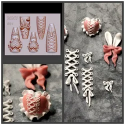 1pc Rabbit Ears Love  Lace 3D Acrylic Nail Mold Nail Art Decorations Silicone Nails Mold Nail Accessories  Nail Mould