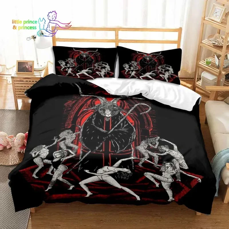 Evil Satanic Mantra Bedding Set Single Twin Full Queen King Size Bed Set Adult Kid Bedroom 3D Print