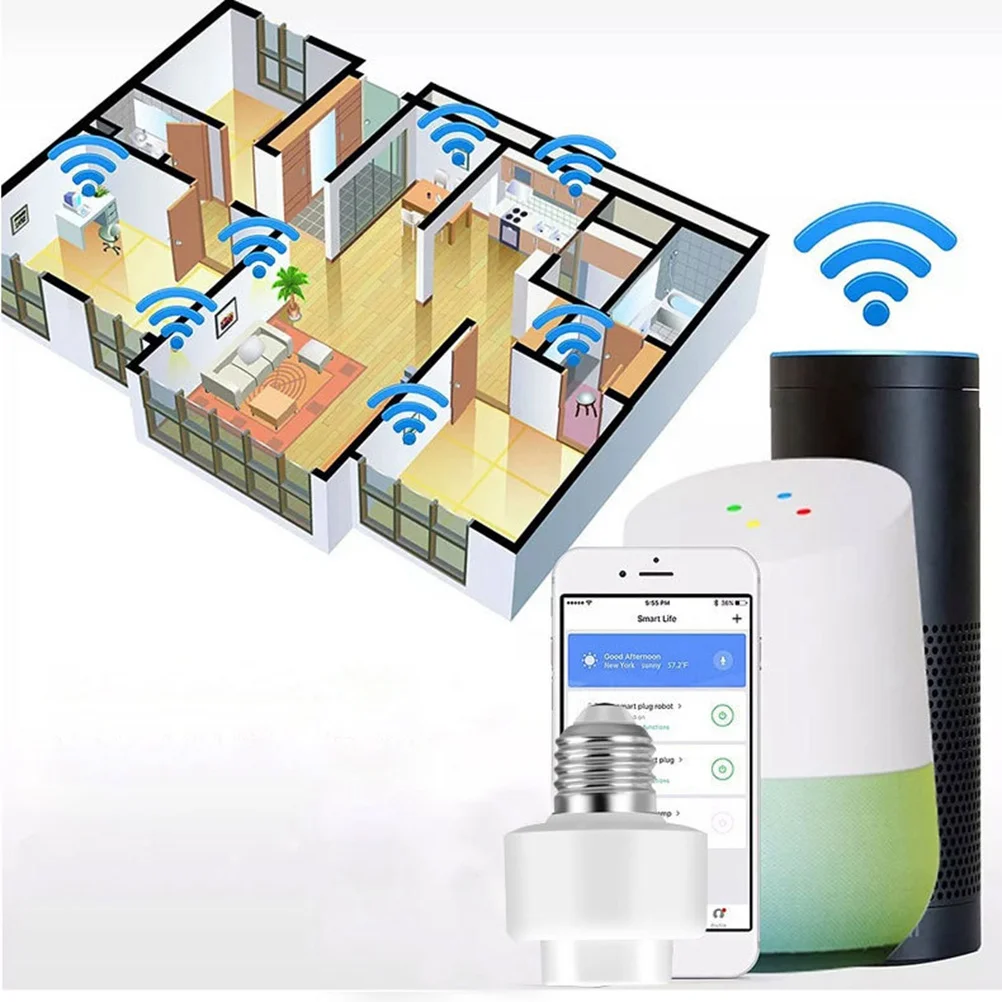 

Smart Light Bulb Socket 100-240V Wifi App Voice Control Timer Group Function For Lamp Holder Lighting Adapter