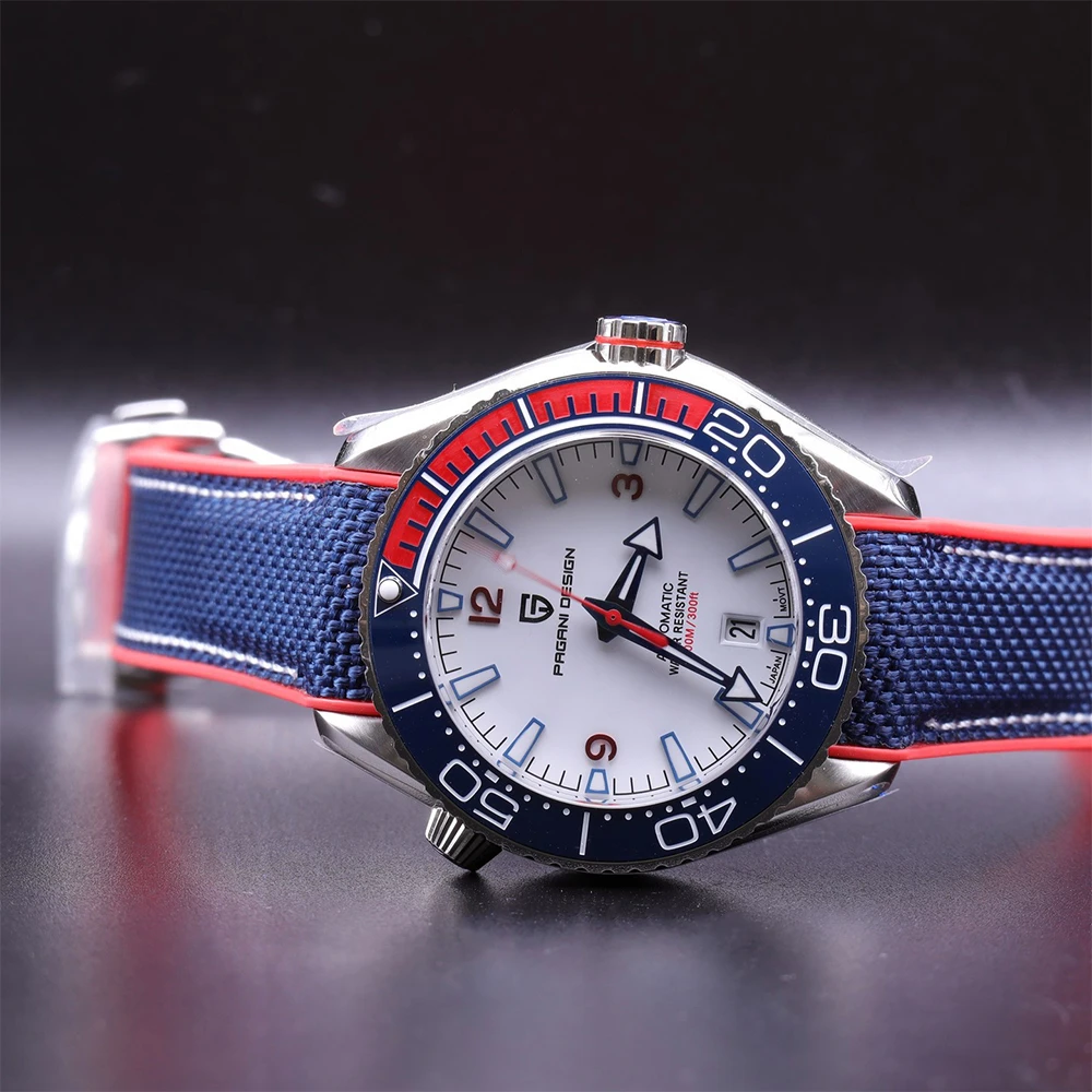 PAGANI DESIGN العلامة التجارية الأعلى الرياضة ساعة ميكانيكية للرجال الحافة السيراميك مقاوم للماء ساعة أوتوماتيكية الياقوت ساعة زجاجية هدية صندوق