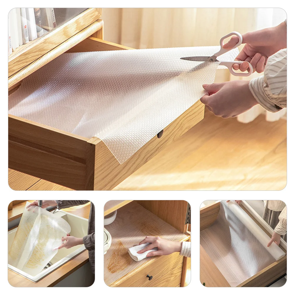

Non-Adhesive Strong Grip Waterproof Eva Drawer Liner for Cupboard Kitchen Shelf Liners Multi-Function Cutlery Mat Easy Clean