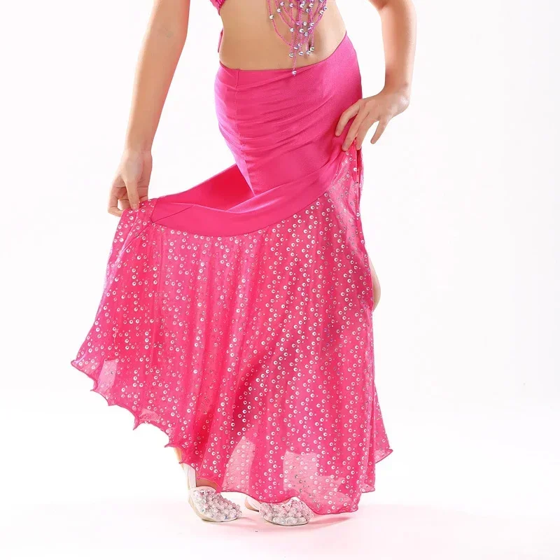 تنورة رقص شرقي احترافية للأطفال ، ملابس رقص شرقي ، مضيئة ، طويلة ، طويلة ، طويلة ، طويلة ، للفتيات ، أطفال