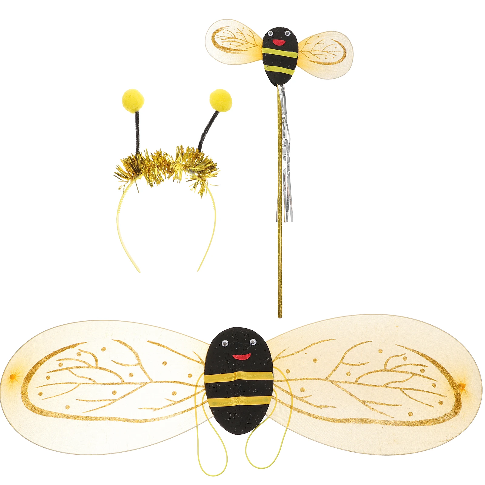 

3 Pcs Bee Props Kids Costume Wings Headband Wand Stage Performance Playtime Accessories Fits Children