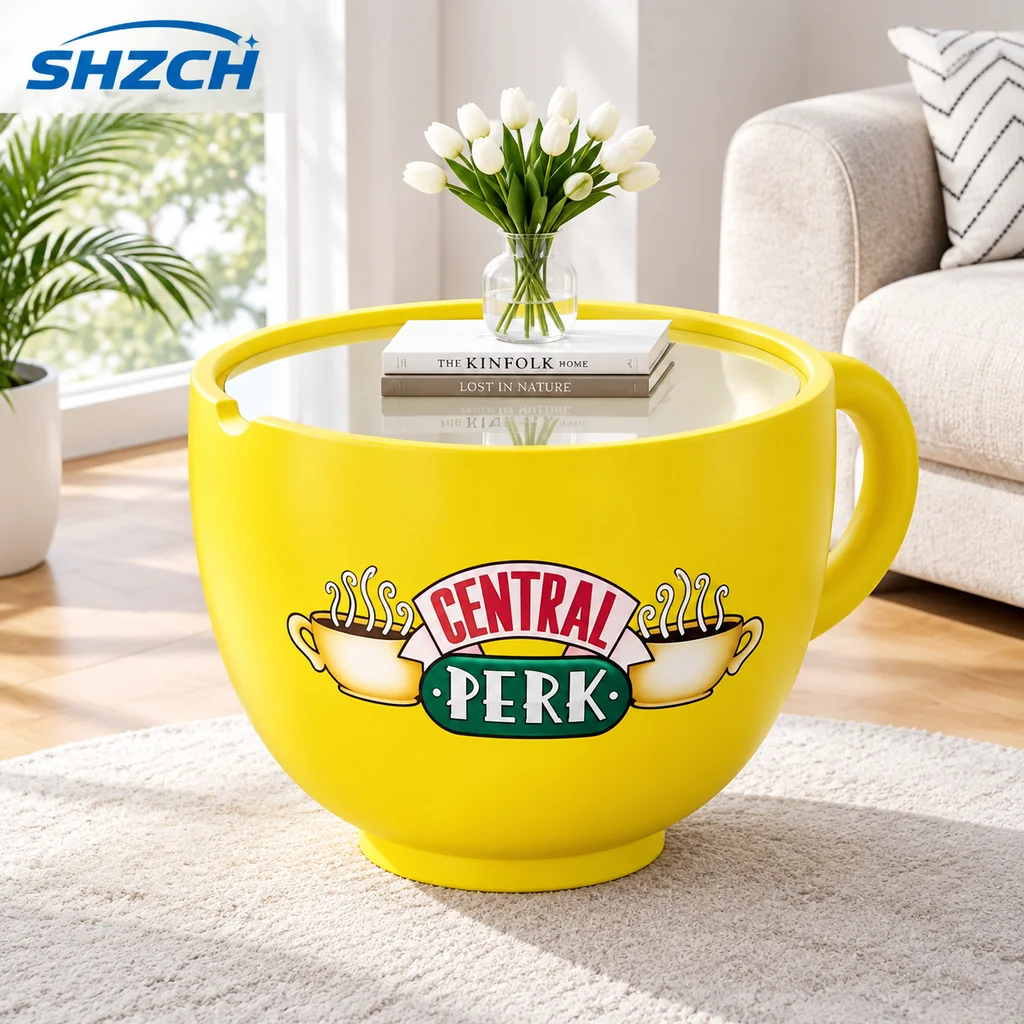 Joylive Cartoon Coffee Cup Table for Living Room Plastic Sofa Corner Small Table Snack Storage Box Simple Edge Table
