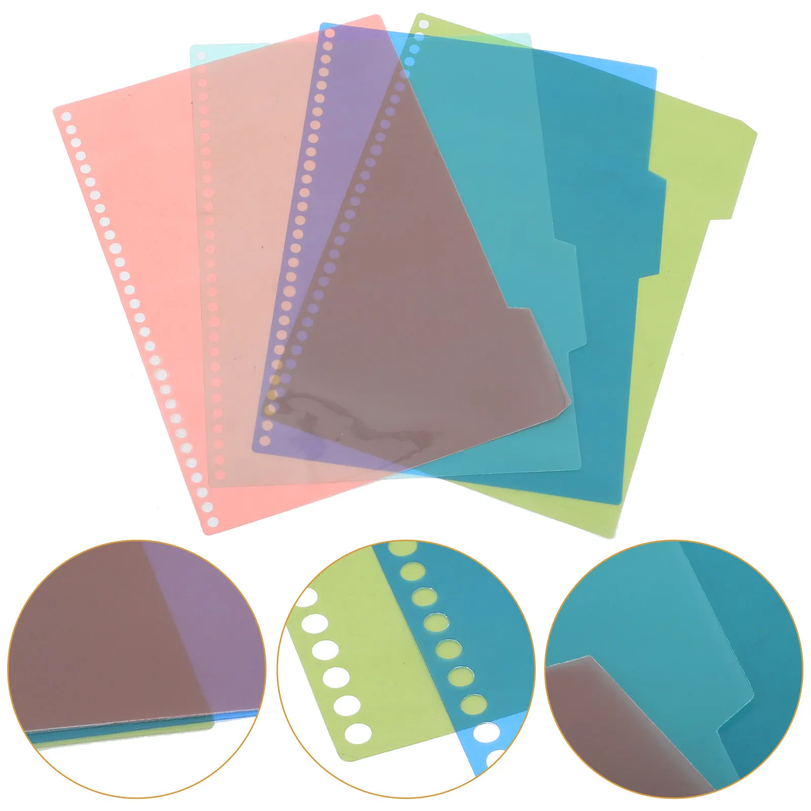 4Sets A4 Notebook Index Dividers Plastic Tab Dividers for Binders Loose Leaf Organizers Classification Labels for Students