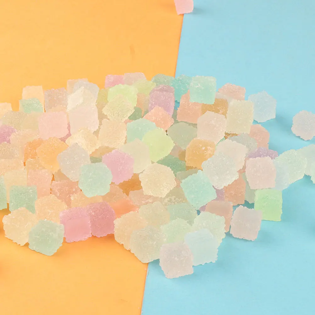 

30pcs Simulated Luminous Sugar Cube Decor Miniature Plastic Soft Beads Phone Case Candy Craft Accessories DIY Charm Glow