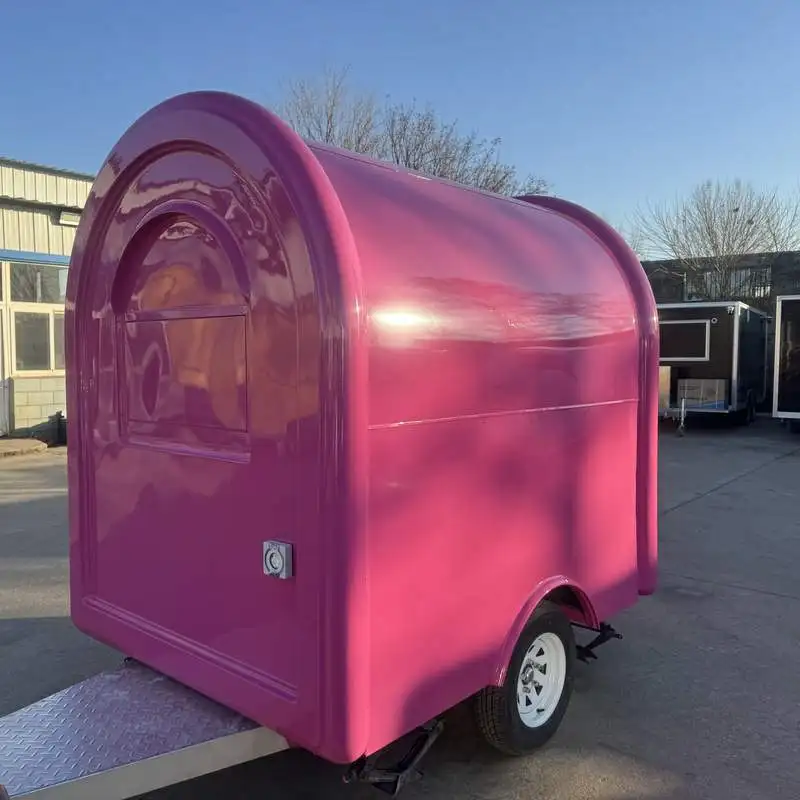 

Small Round Fiberglass Food Trailer Mobile Coffee Truck Towable Concession Cart For Street Cafe