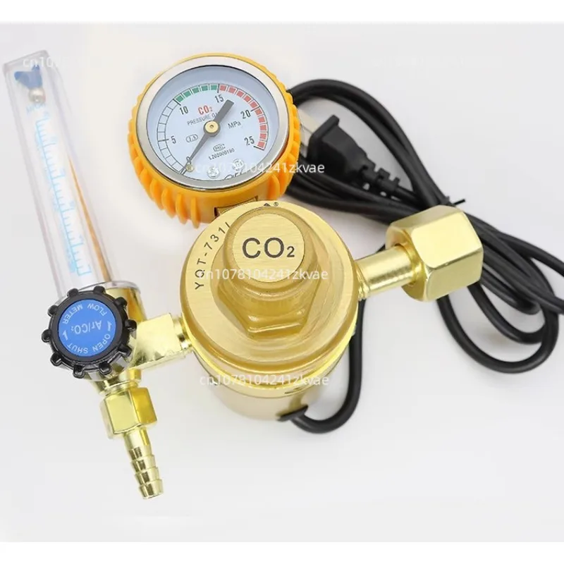 CO2 Pressure Regulator Carbon Dioxide Pressure Reducer Heated Pressure Gauge Meter Flowmeter For MIG/TIG Welding 36/110/220V