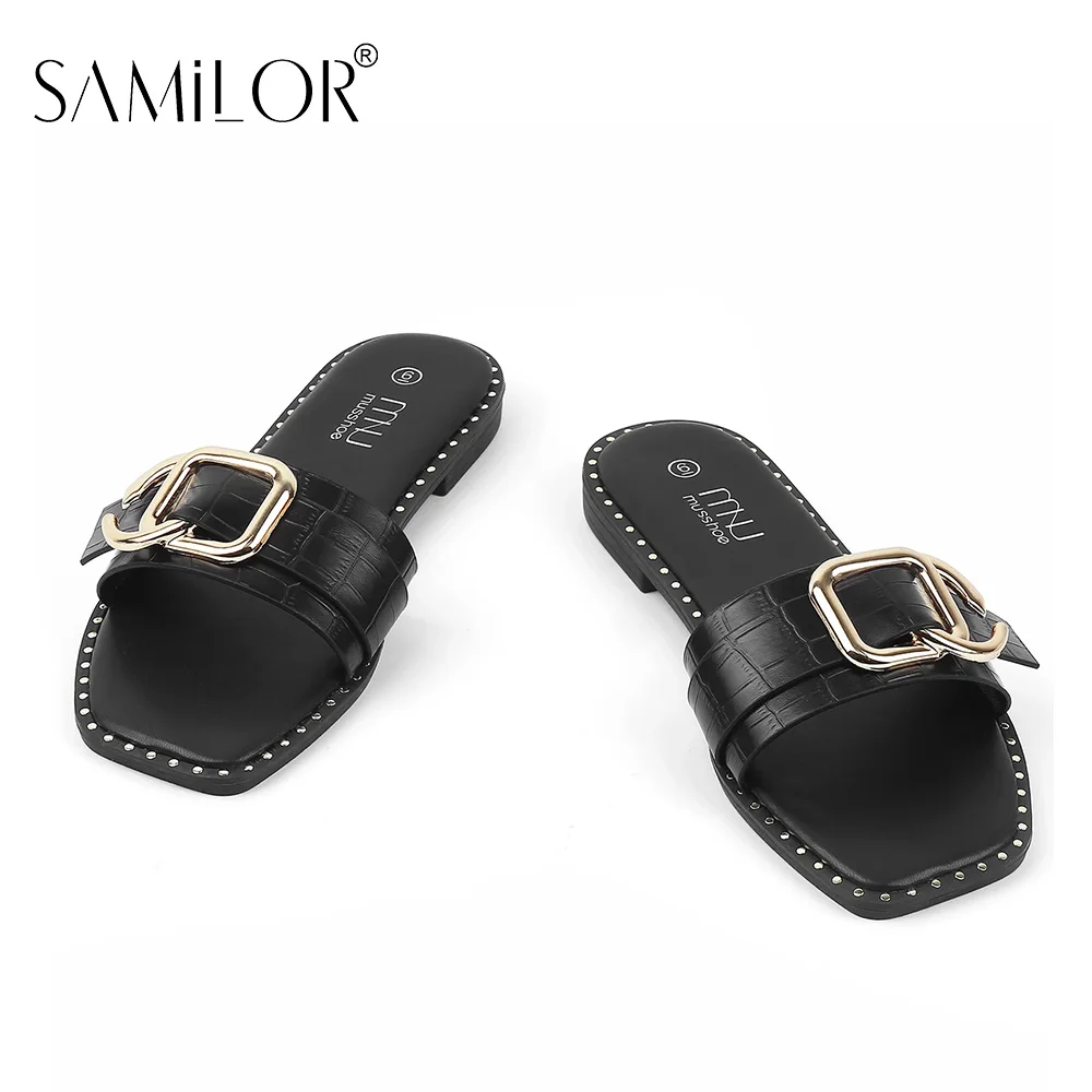 

Samilor Summer Out Flip-flops Flat Leisure Horse with Buckle One Line Slippers Women Pointed Toe Flat Sandals Women Ballet Shoes