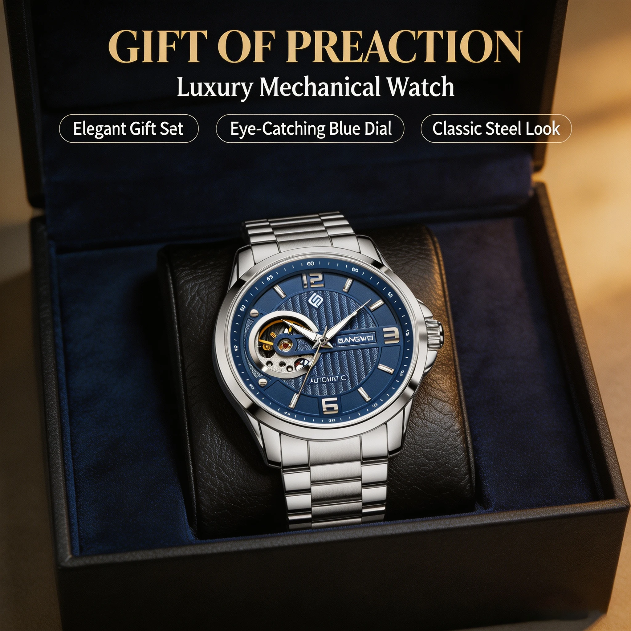 Bangwei Luxury Man Mechanical Watch Business Stainless Steel Luminous Sports Mechanical Watch Waterproof Clock Gift Reloj Hombre