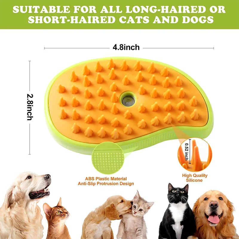 Cat Hair Steam Brush for Shedding Electric Spray Comb for Dog Soft Silicone Steam Depilation Brush Cats Bath Grooming Supplies