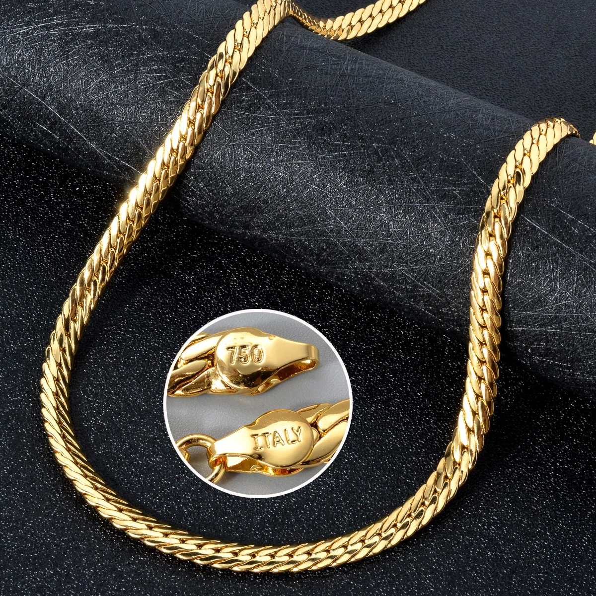 Sunny Jewelry Fashion New Copper Necklace Snake Chains Gold Plated High Quality For Women Man Italy 750 For Daily Wear Gift