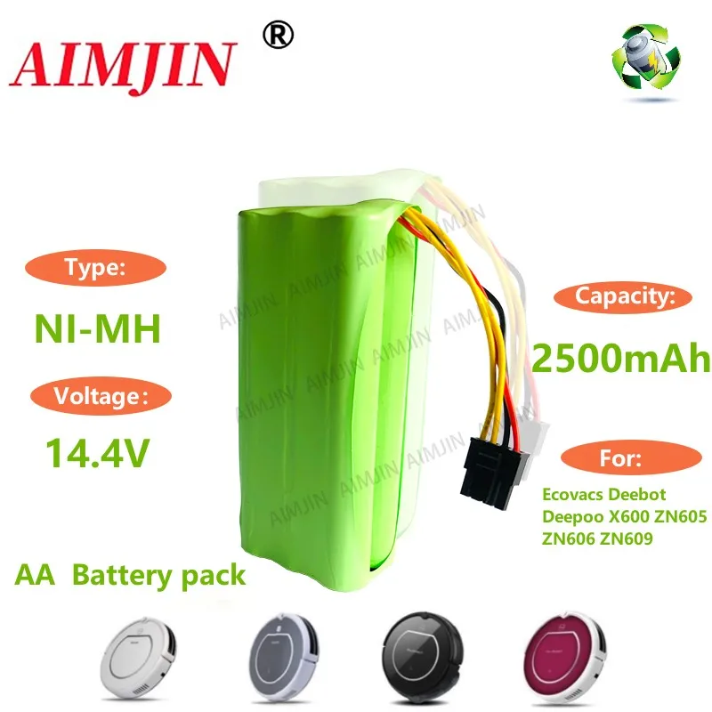 

Ni-MH AA 2500mAh for ECOVACS 14.4V Rechargeable battery Deebot Deepoo X600 ZN605 ZN606 ZN609 Midea VCR01 VCR03 vacuum cleaner