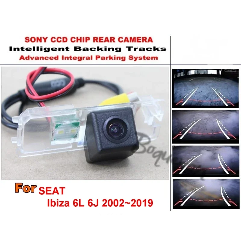 Smart Tracks Chip Camera / For SEAT Ibiza 6L 6J SC MK3 MK4 2002~2019 HD CCD Dynamic Tragectory Parking Car Rear View Camera