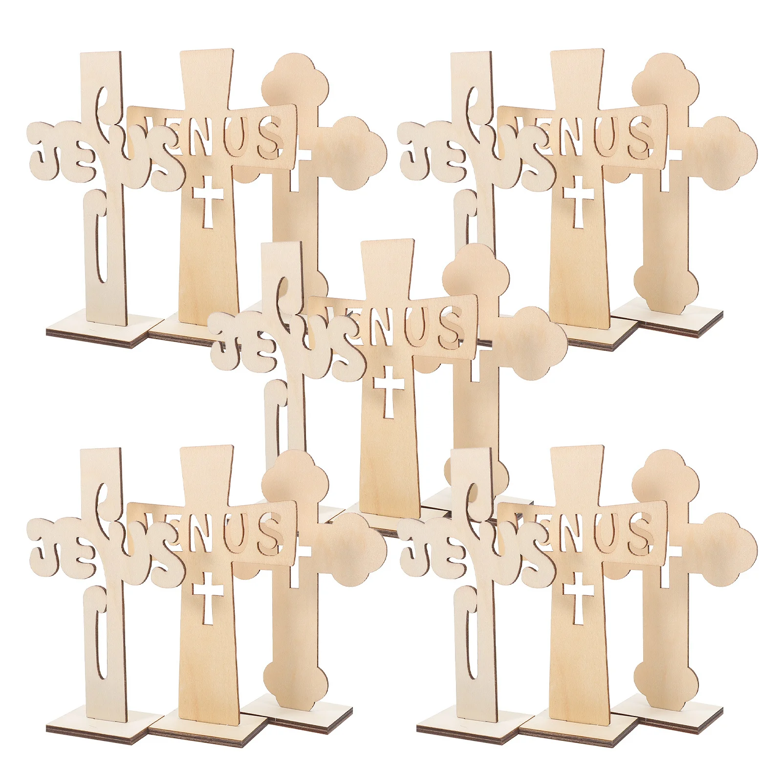 

15pcs Wooden Cross Ornaments Unfinished Cross Shaped Wood Cutouts For Baptism Decor Centerpieces Craft Projects Wall Hanging