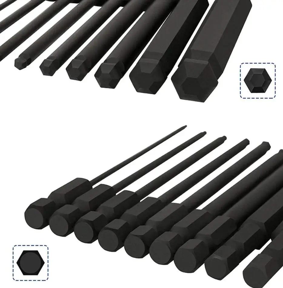 9Pcs 100Mm Ball End Schroevendraaier Bits Hex Hoofd Inbussleutel Boor 1/4 Inch Hex Shank Magnetic Tip hex Key Socket Driver Bits