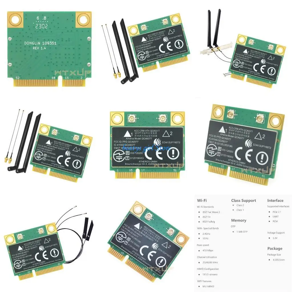 

C7AB QCA9377 WiFi Adapter Double Frequency 600Mbps Mini PCIe WIFI Card BT4.2