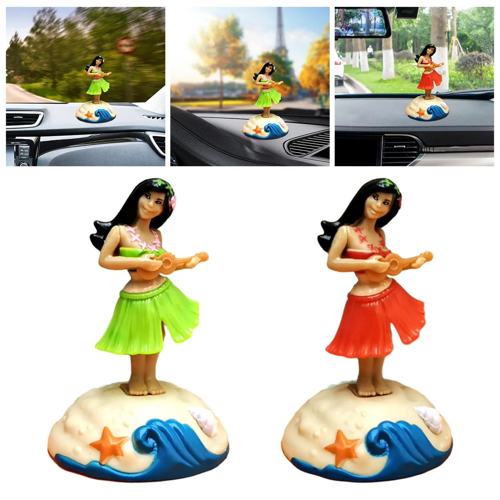 Swinging Hawaiian Dancer Girl Shaking Ornament Dashboard Doll Collection Solar Powered bobblehead doll Car Interior Shaking Doll