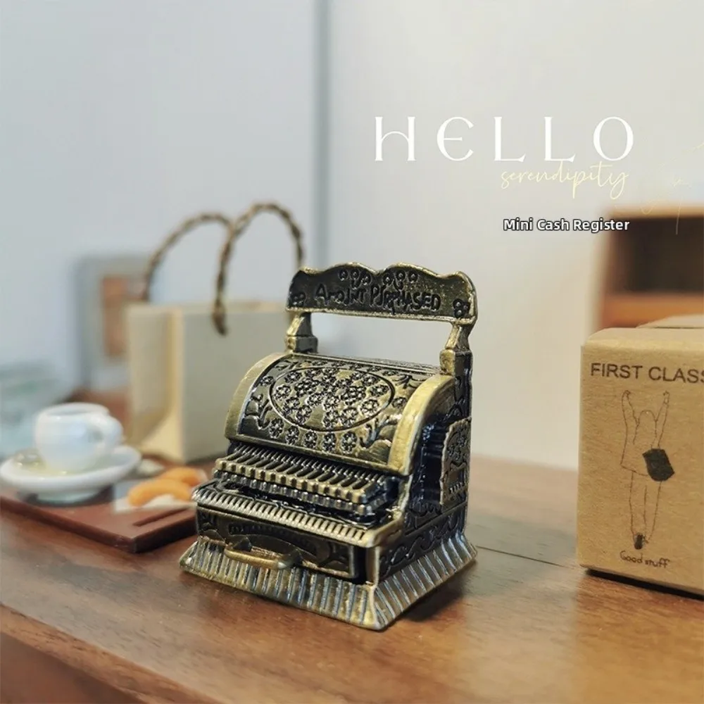 Retro 1:12 Miniature Cash Register Simulation Furniture Micro Scene House Accessories Model Dollhouse Decoration