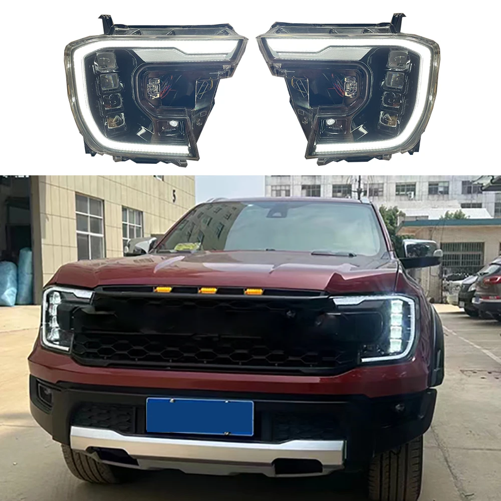 

Car Led Front Headlamp Four Lens Head Light HeadLamp Auto Parts HeadLight For Ford Ranger T9 2022 2023 2024 Upgrade