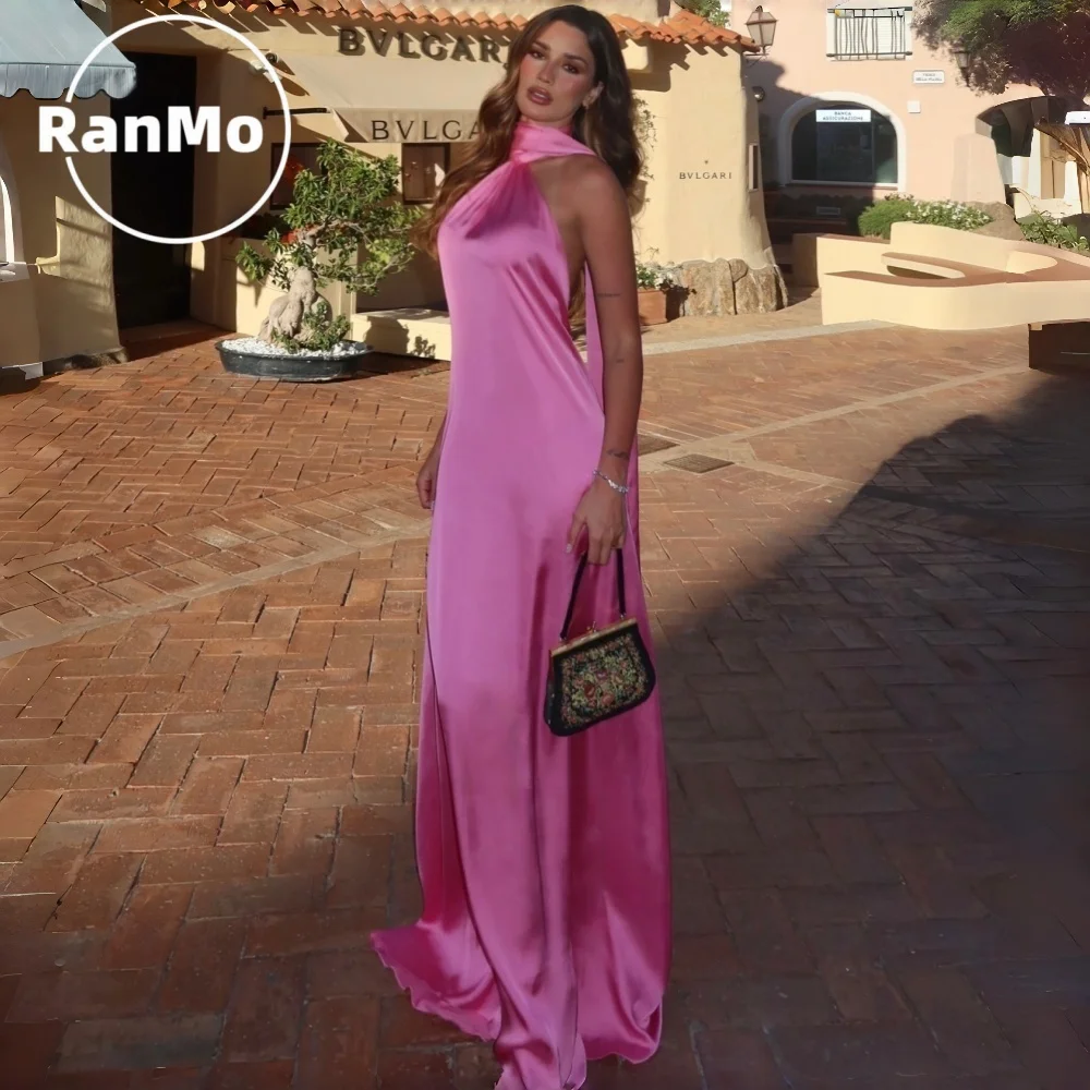 Ranmo Mermaid Sleeveless Backless Satin Cocktail Dress New Customized Floor Length Prom Dresses Vestidos De Noche Elegantes