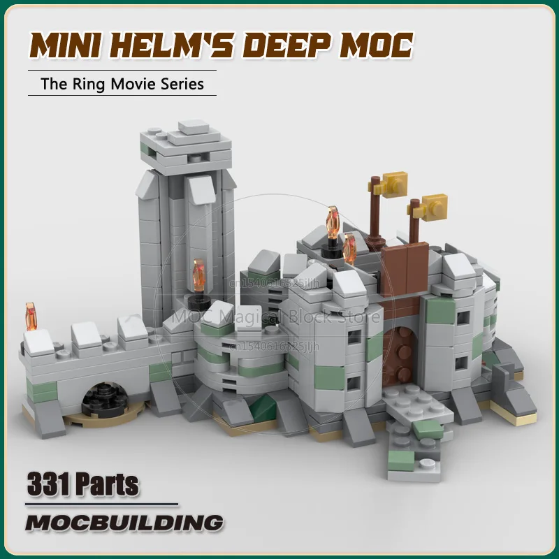 Ringe Film MOC Bausteine Mini 9474 Battle of Helm's Deep Diorama Architektur Modell Spielzeug Technologie Ziegel Display Geschenke