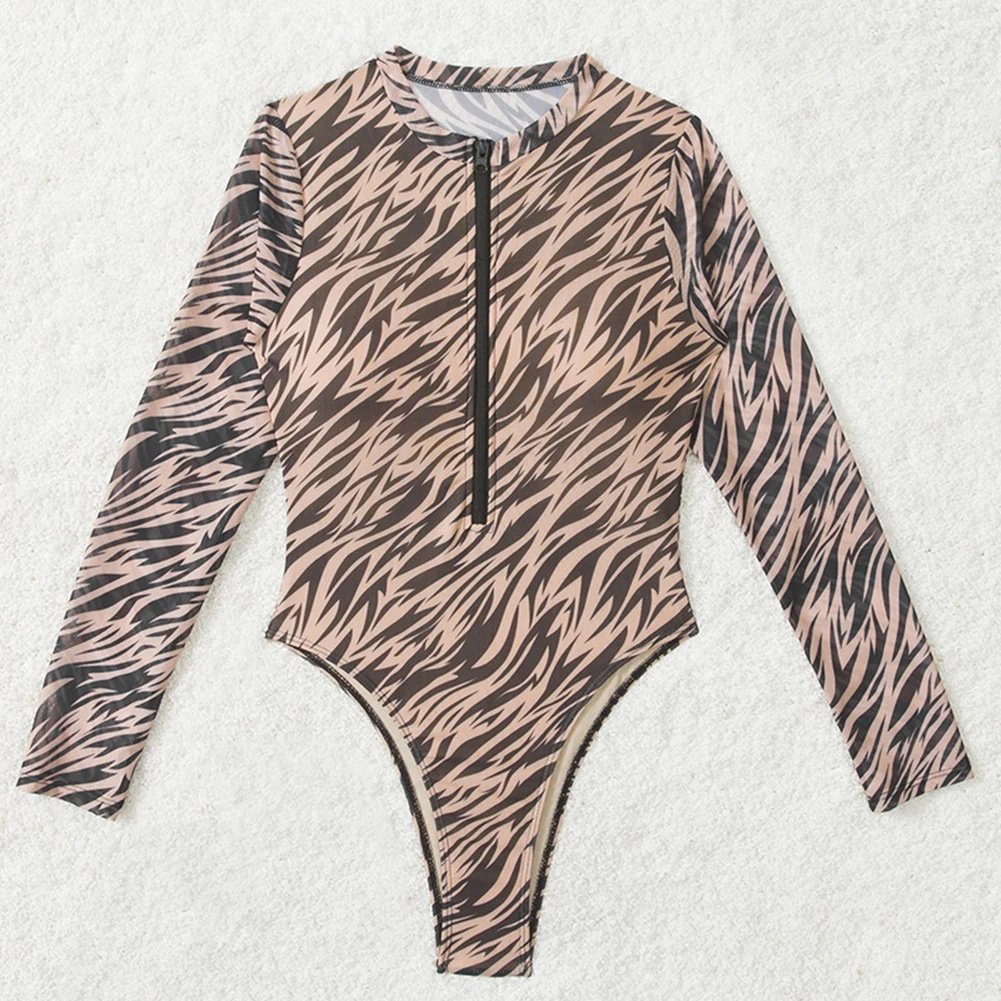Sun protective swimsuit for women with zipper high elasticity jumpsuit style suitable for swimming and water sports