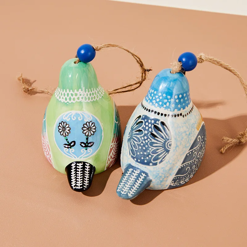 Bird Song Bell Hanging Bird Wind Chime Craft Pendant Outdoor Bird Bell Windchime for Garden Courtyard Home Decoration