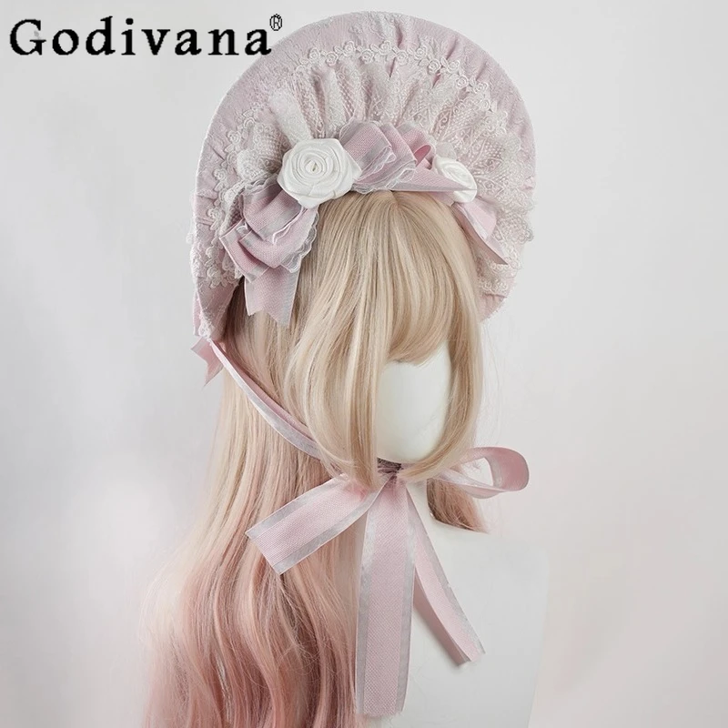 

Original Japanese Lolita Handmade BNT French Elegant Vintage Christmas Cos Hat Sweet Girls Bow Hairpin Hairband KC Accessories