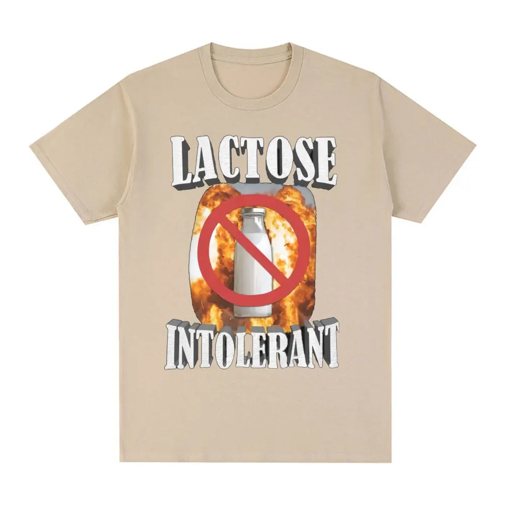 Funny Lactose Intolerant Graphic T-shirt Men\'s Clothing Fashion Hip Hop Vintage Short Sleeve T-shirts Cotton Tee Shirt Oversized