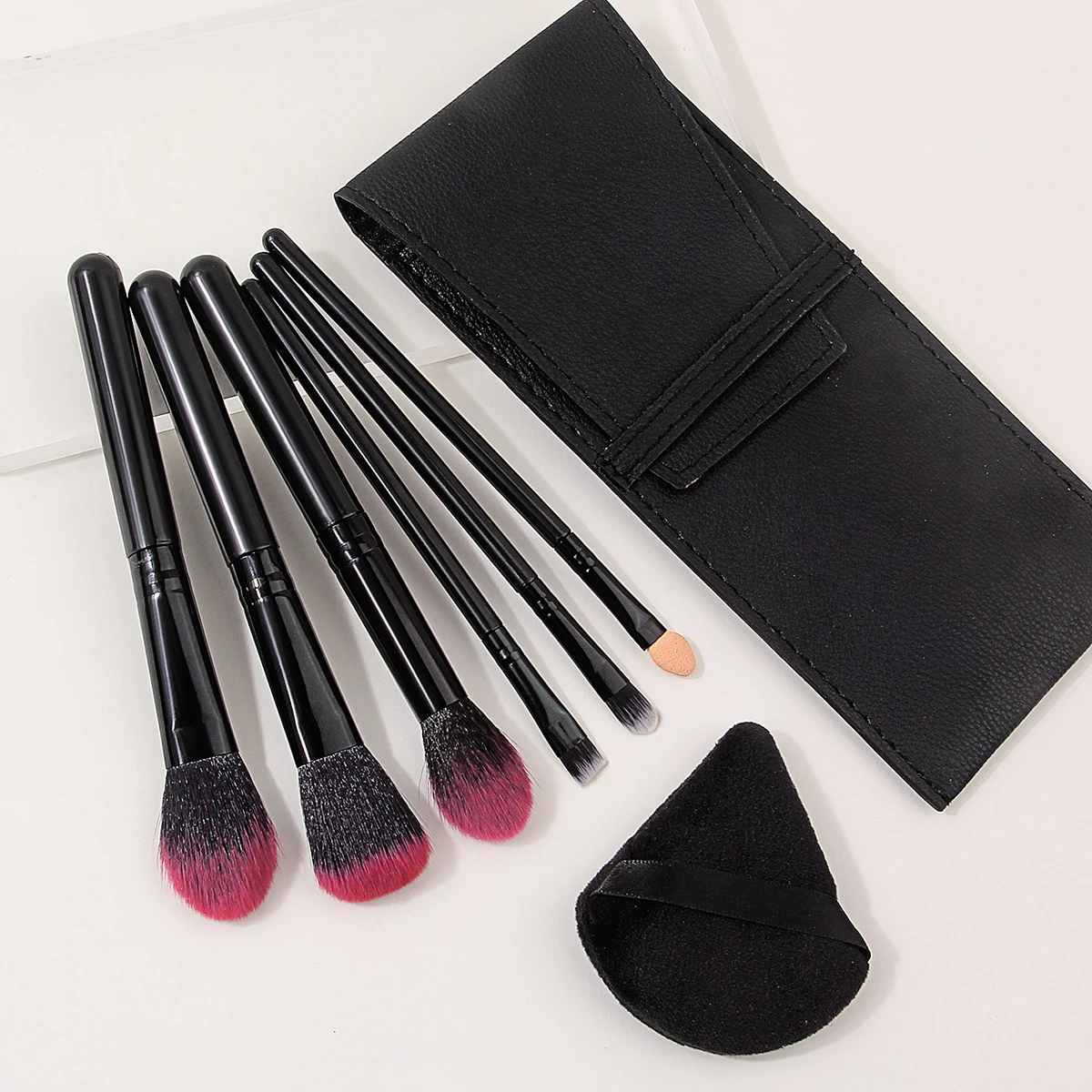 Black 8PCS Complete Professional Makeup Tool Set,  All-In-One Full Face Cosmetic Kit,For Travel On-The-Go Makeup Touch-Up