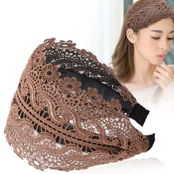 Bandeau large en dentelle solide pour femmes, turban, bandes de cheveux élastiques solides, accessoires pour cheveux, bandeau de sauna pour filles, coiffure