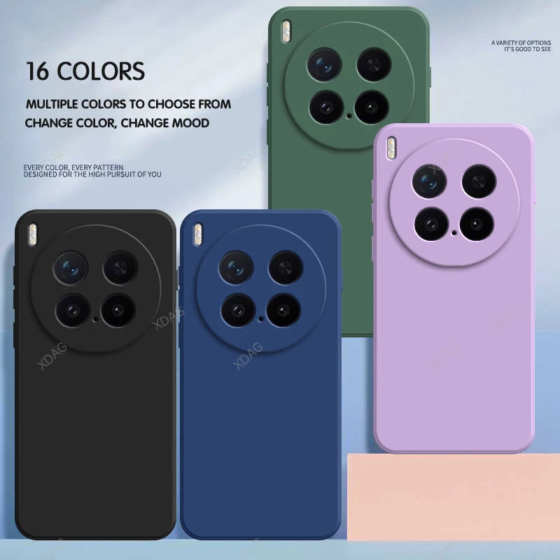 

Жидкий силиконовый чехол ярких цветов для телефона VIVO X300 Pro 5G X300Pro, мягкая квадратная задняя крышка, защита объектива, противоударный чехол