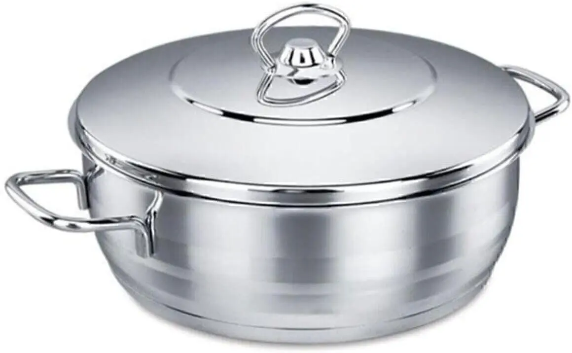 Mega Stainless Steel Capsulated Low Casserole With Stainless Steel Lids - 30 Quart
