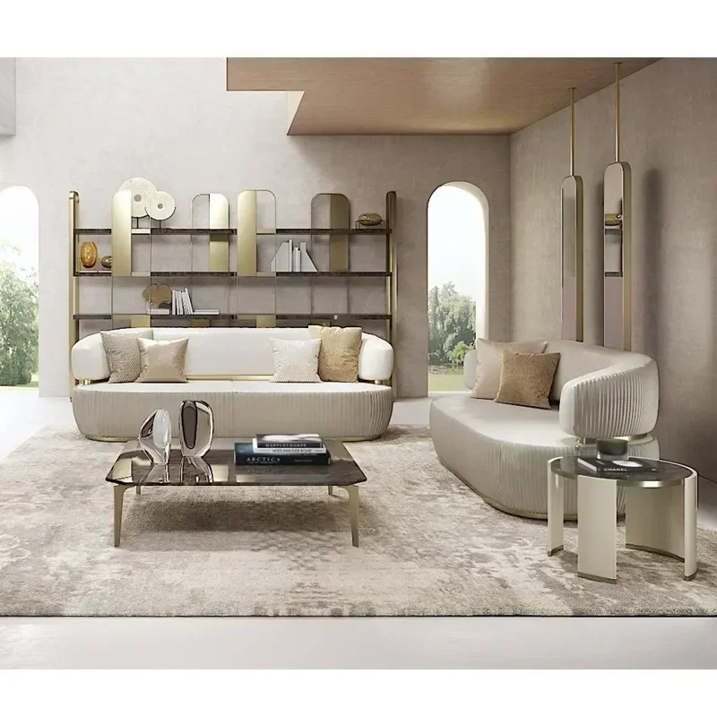 أريكة قماش إيطالية فاخرة أثاث ما بعد الحداثة مخصصة مجموعة أريكة غرفة المعيشة الكبيرة #3