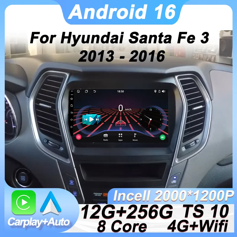 

2 Din Radio Stereo Car Android Auto For Hyundai Santa Fe 3 2013 - 2016 Autoraido Carplay Auto Screen Automotive Multimedia Wifi