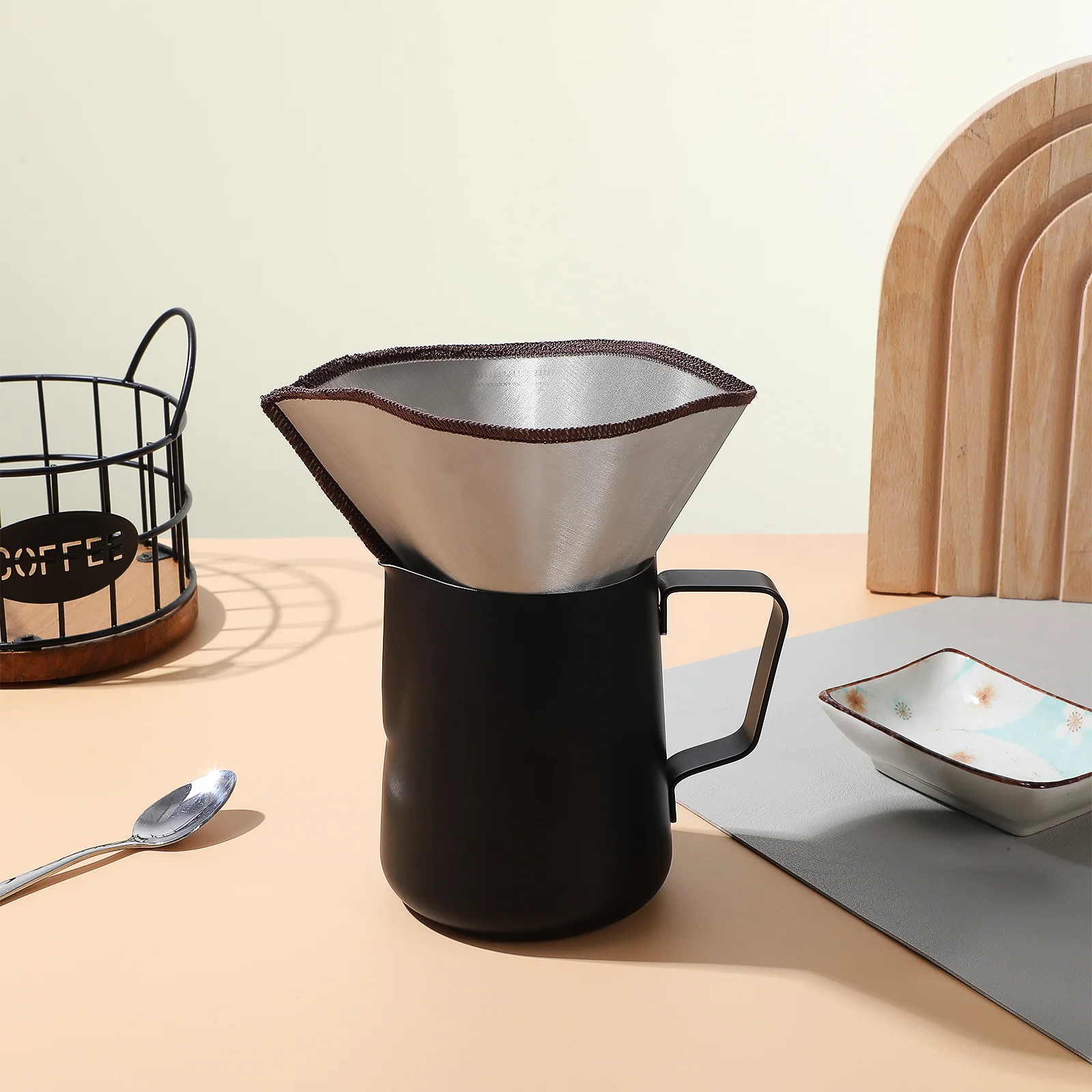 

Stainless Steel Mesh Reusable For 1-4 Cups Fine Filter High Efficiency Metal Coffee Filter Screen For Home