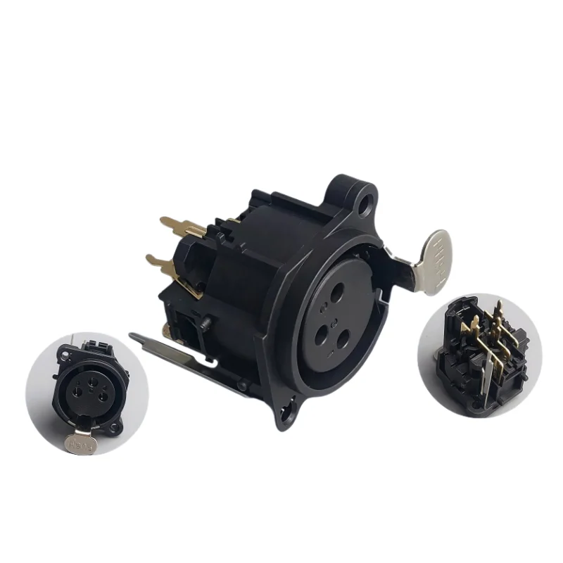 2Pcs Gold XLR 3Pin Female Socket Right Angle Chassis PCB Panel Connector for MIC Stage Audio Device