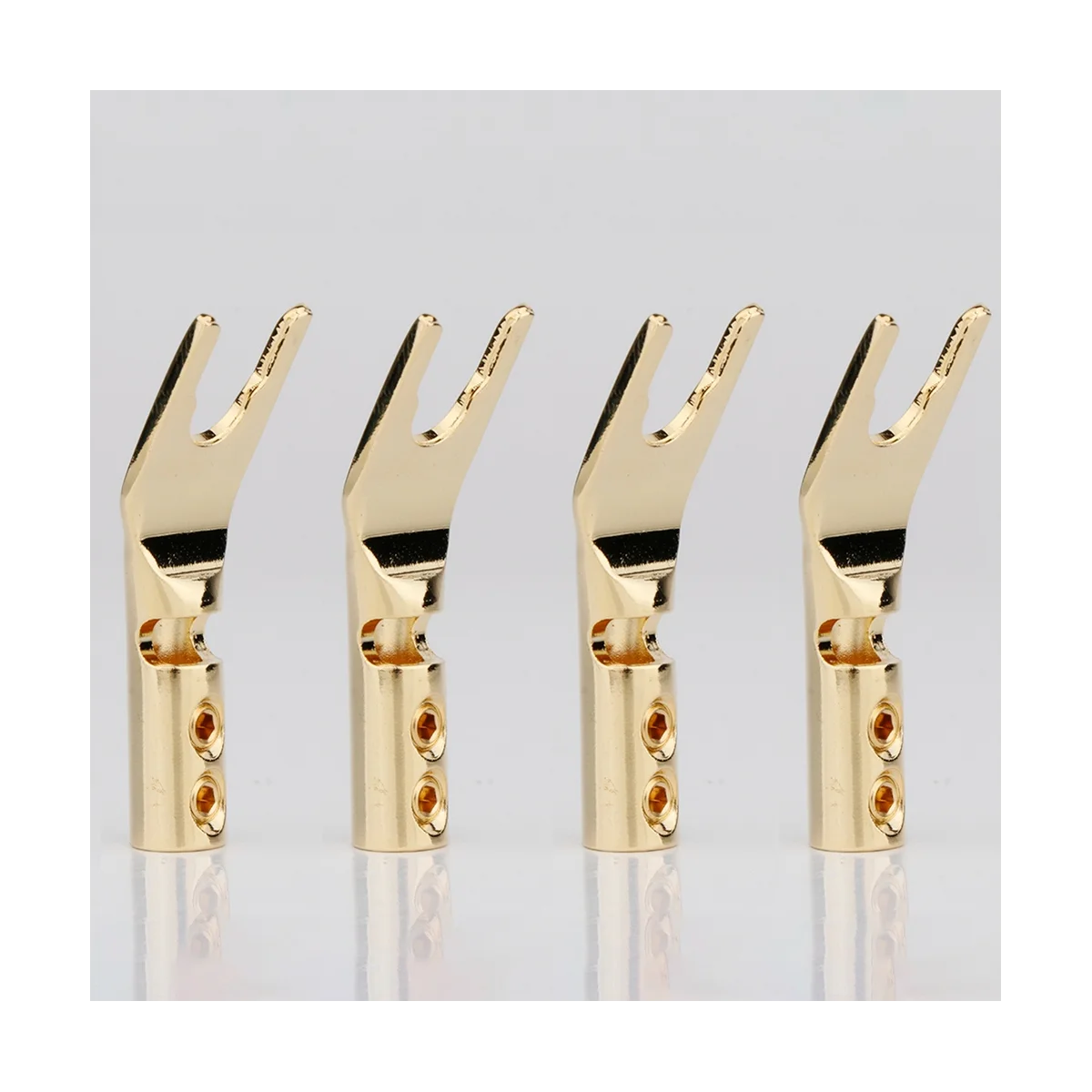 8PCS HIFI Banana Y Spade Y Gold Plated Pure Copper Screw Fork HiFi Speaker Spade Connector Plugs-Copper