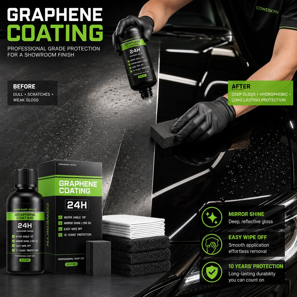 High Gloss Graphene Nano-Ceramic Car Coating Kit Universal For All Cars Professional Beauty Long Lasting Gloss Protection