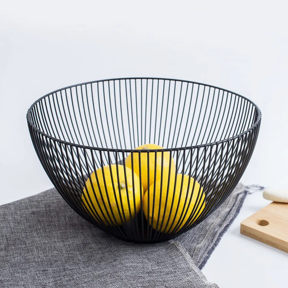Large Black Metal Fruit Basket Creative Bird Nest Style Fresh Fruit Container Vegetable Washing Basket Kitchen Living Room