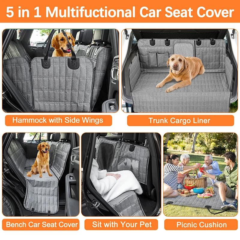 Dog Car Seat Cover Waterproof Pet Dog Travel Carrier Hammock Car Rear Back Seat Protector Mat Safety Pad Nonslip