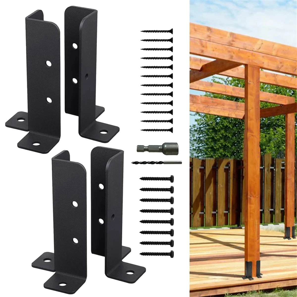 Soporte de Base de anclaje de poste de cubierta ajustable, valla para pérgola, barandilla, buzón, Pabellón, herramienta de jardín, 4 piezas