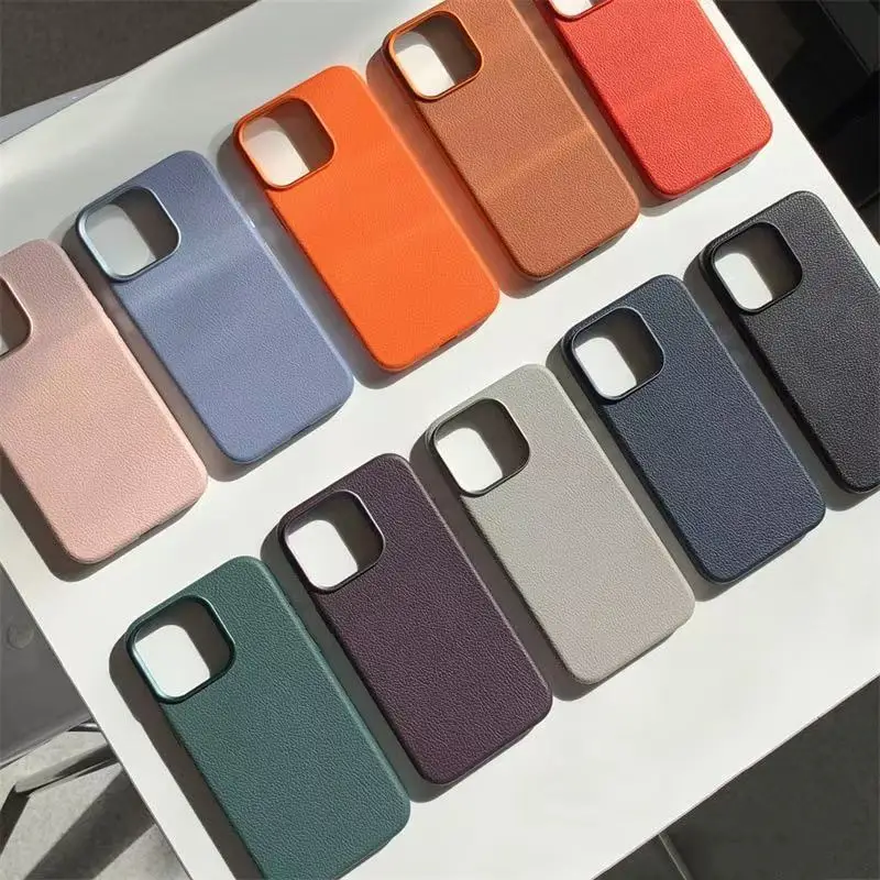 For Magsafe Lychee Texture PU Leather Case For iPhone 17 15 14 16 Pro Max 13 Magnetic Wireless Charging  Back Cover Phone Case view 2