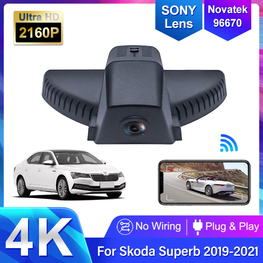 

4K Plug and Play Easy To Install Car Wifi Dash Cam Dvr Camera For Skoda Superb Deluxe TSI380 TSI330 TSI280 DSG 2019 2020 2021