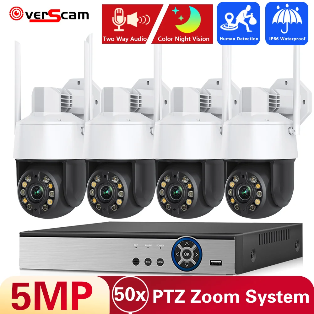 

4K 10CH POE NVR 5MP WiFi 50X PTZ Zoom Wireless CCTV System Two Way Audio Color Night IP Security Camera Video Surveillance Kits