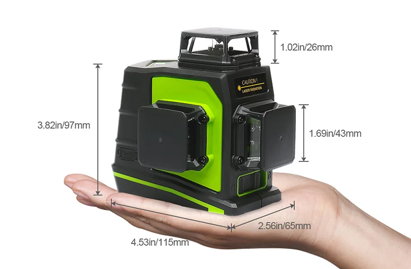 Rechargeable GF360G,Multi line Outdoor Pulse Mode,Green Beam 3D 12 Cross Line Rotary Land Nivel Laser Level