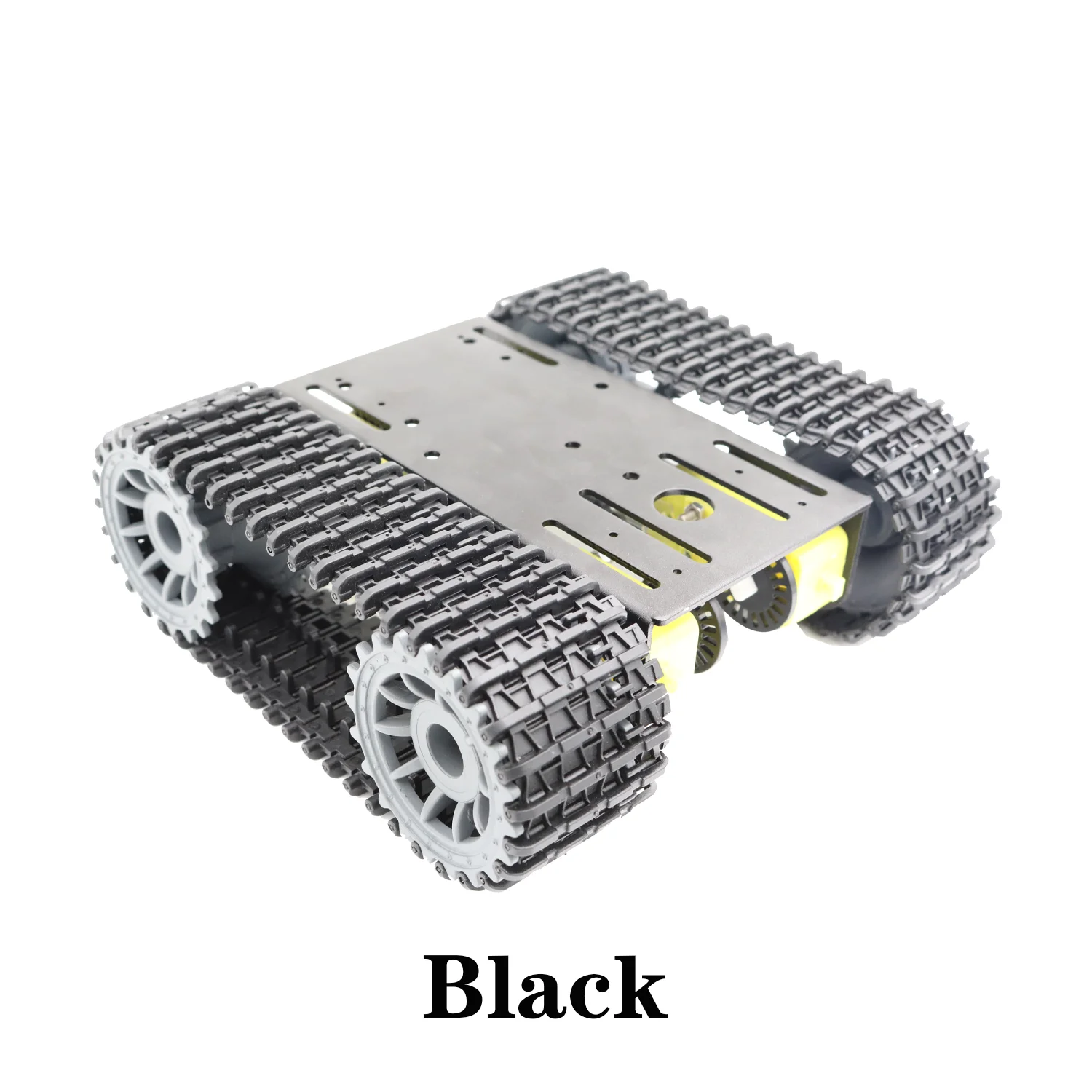 ロボットのおもちゃのタンク,4つの組み立て部品を備えたおもちゃのリモコンのセット,obuionコードによる金属板を備えたクローラープラットフォーム