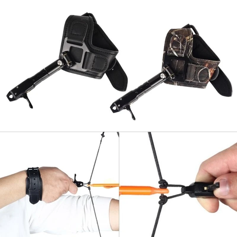 Adjustable Archerys Release Aids Compound Bow Triggers Caliper Wrist Strap Triggers Wristband for Handed